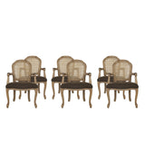 Mina Wood and Cane Upholstered Dining Chair by Christopher Knight Home