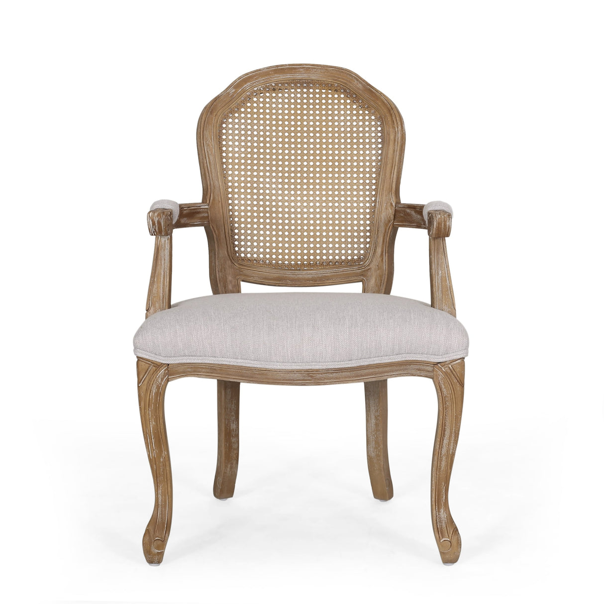 Mina Wood and Cane Upholstered Dining Chair by Christopher Knight Home