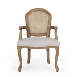 Mina Wood and Cane Upholstered Dining Chair by Christopher Knight Home