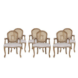 Mina Wood and Cane Upholstered Dining Chair by Christopher Knight Home