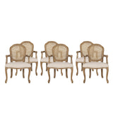 Mina Wood and Cane Upholstered Dining Chair by Christopher Knight Home