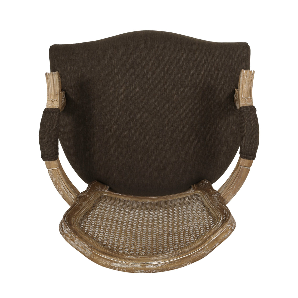Mina Wood and Cane Upholstered Dining Chair by Christopher Knight Home