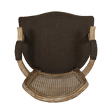 Mina Wood and Cane Upholstered Dining Chair by Christopher Knight Home