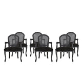 Mina Wood and Cane Upholstered Dining Chair by Christopher Knight Home