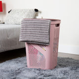 Mind Reader 60L Slim Laundry Hamper, Clothes Basket, Lid, Ventilated, Plastic, 17.25"L x 13.75"W x 23.5"H, 2-Pack