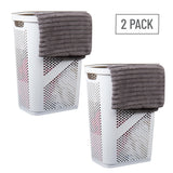 Mind Reader 60L Slim Laundry Hamper, Clothes Basket, Lid, Ventilated, Plastic, 17.25"L x 13.75"W x 23.5"H, 2-Pack