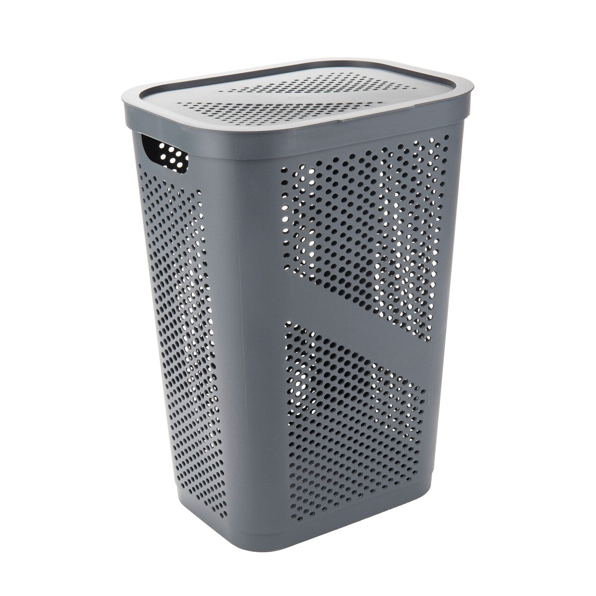 Mind Reader 60L Slim Laundry Hamper, Clothes Basket, Lid, Ventilated, Plastic, 17.25"L x 13.75"W x 23.5"H, 2-Pack