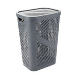 Mind Reader 60L Slim Laundry Hamper, Clothes Basket, Lid, Ventilated, Plastic, 17.25"L x 13.75"W x 23.5"H, 2-Pack