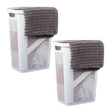 Mind Reader 60L Slim Laundry Hamper, Clothes Basket, Lid, Ventilated, Plastic, 17.25"L x 13.75"W x 23.5"H, 2-Pack