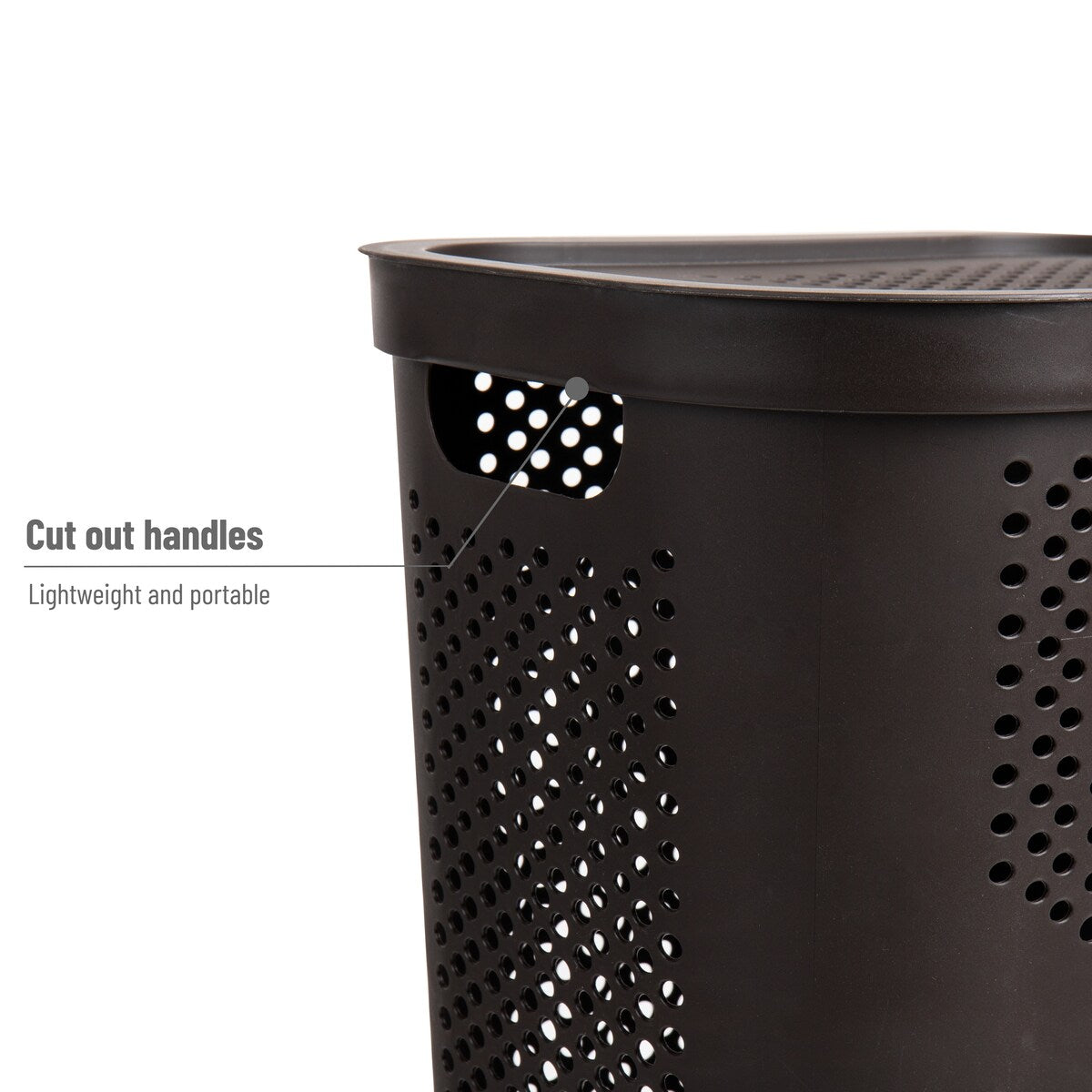 Mind Reader 60L Slim Laundry Hamper, Clothes Basket, Lid, Ventilated, Plastic, 17.25"L x 13.75"W x 23.5"H, 2-Pack