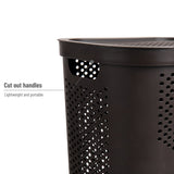 Mind Reader 60L Slim Laundry Hamper, Clothes Basket, Lid, Ventilated, Plastic, 17.25"L x 13.75"W x 23.5"H, 2-Pack