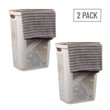 Mind Reader 60L Slim Laundry Hamper, Clothes Basket, Lid, Ventilated, Plastic, 17.25"L x 13.75"W x 23.5"H, 2-Pack