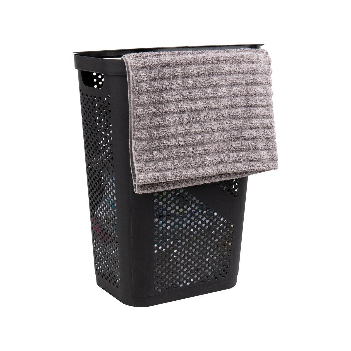 Mind Reader 60L Slim Laundry Hamper, Clothes Basket, Lid, Ventilated, Plastic, 17.25"L x 13.75"W x 23.5"H, 2-Pack
