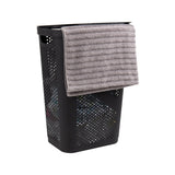 Mind Reader 60L Slim Laundry Hamper, Clothes Basket, Lid, Ventilated, Plastic, 17.25"L x 13.75"W x 23.5"H, 2-Pack
