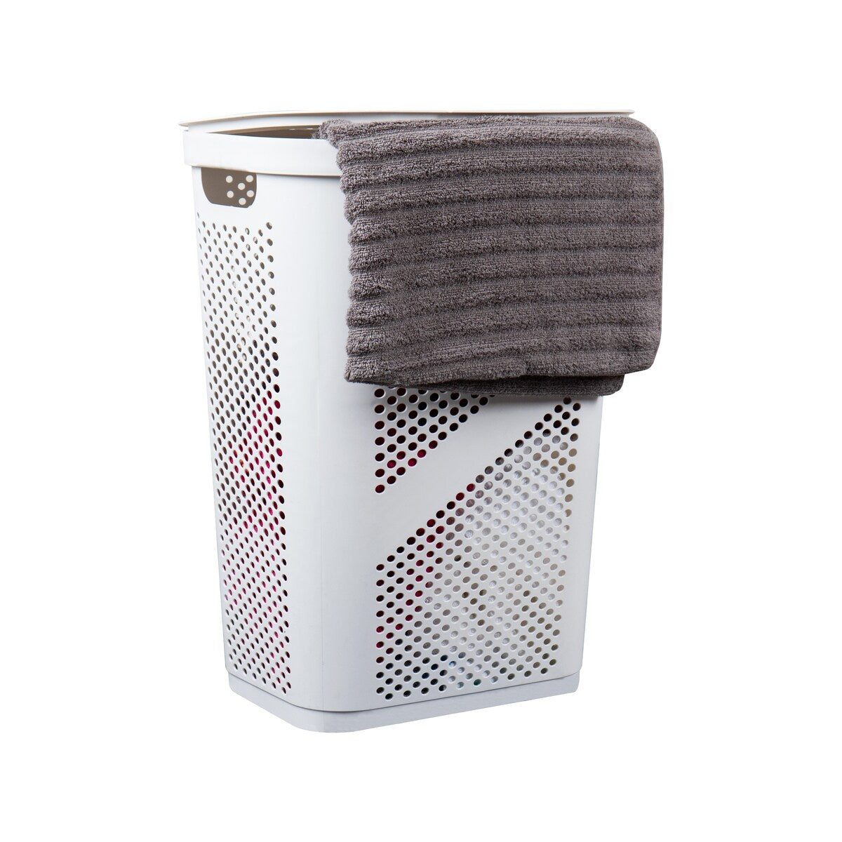 Mind Reader 60L Slim Laundry Hamper, Clothes Basket, Lid, Ventilated, Plastic, 17.25"L x 13.75"W x 23.5"H, 2-Pack