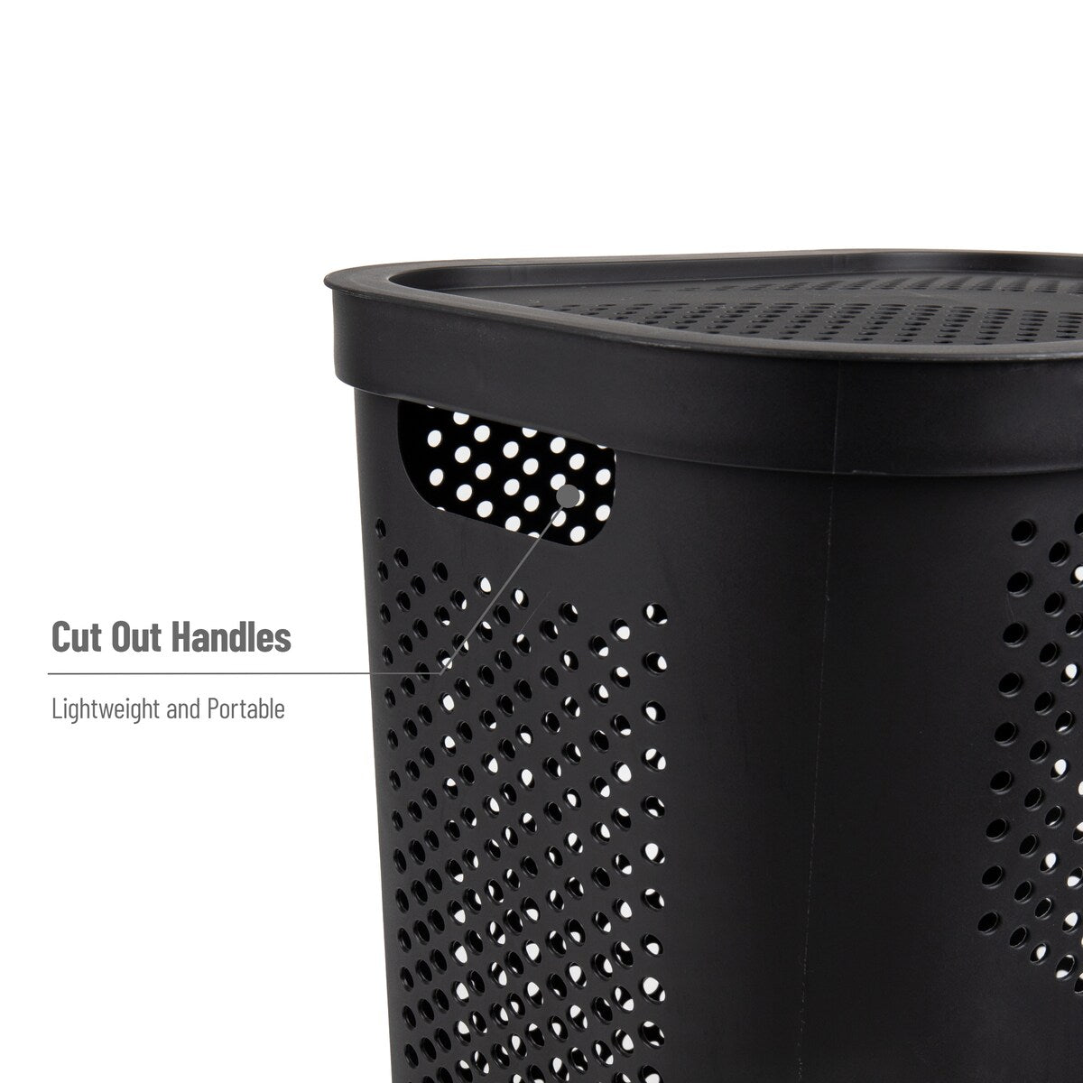 Mind Reader 60L Slim Laundry Hamper, Clothes Basket, Lid, Ventilated, Plastic, 17.25"L x 13.75"W x 23.5"H, 2-Pack