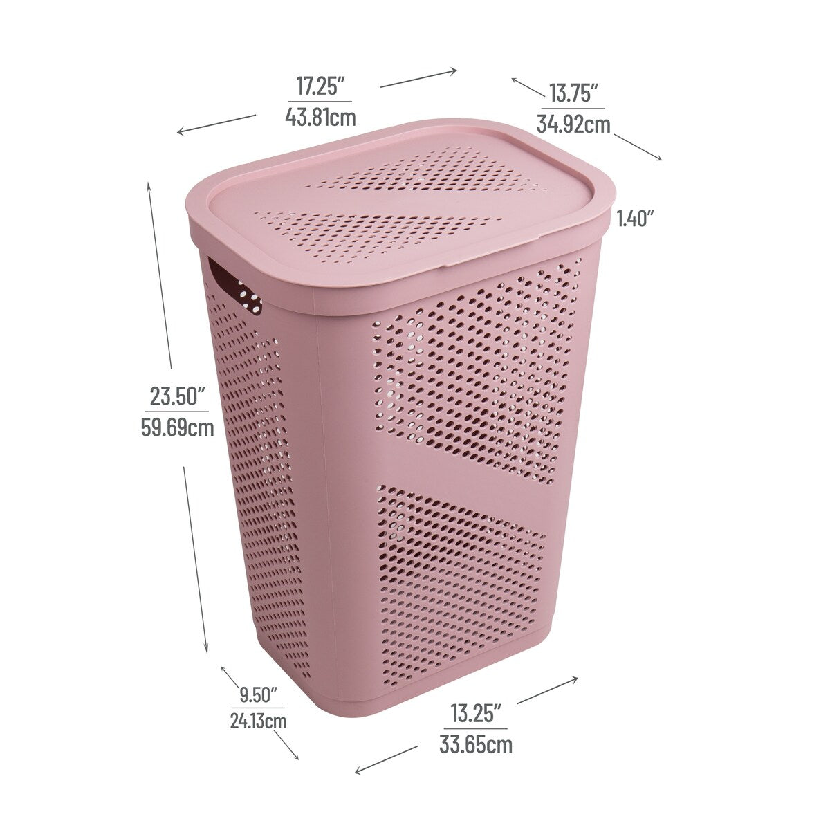 Mind Reader 60L Slim Laundry Hamper, Clothes Basket, Lid, Ventilated, Plastic, 17.25"L x 13.75"W x 23.5"H, 2-Pack