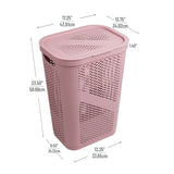 Mind Reader 60L Slim Laundry Hamper, Clothes Basket, Lid, Ventilated, Plastic, 17.25"L x 13.75"W x 23.5"H, 2-Pack
