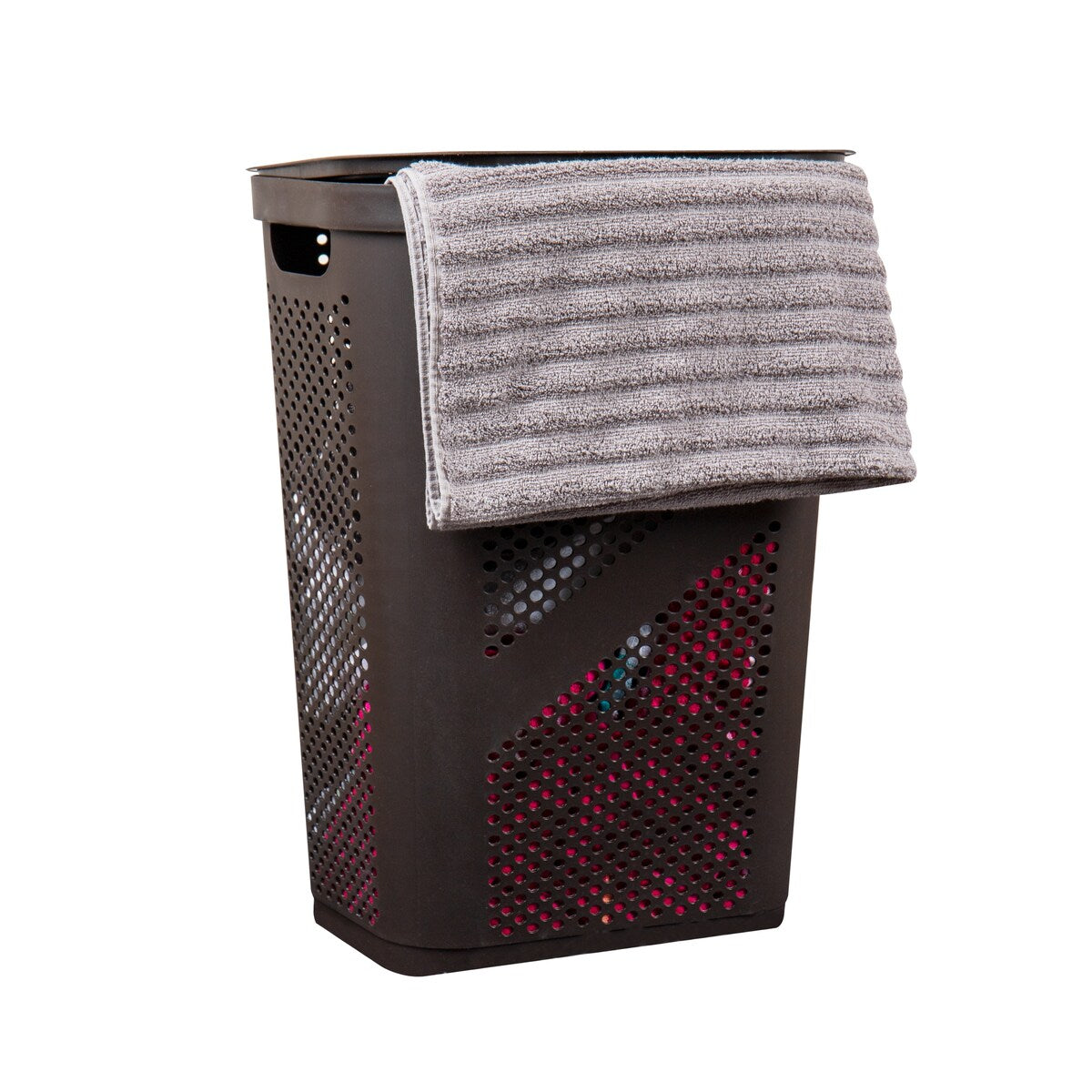 Mind Reader 60L Slim Laundry Hamper, Clothes Basket, Lid, Ventilated, Plastic, 17.25"L x 13.75"W x 23.5"H, 2-Pack