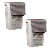 Mind Reader 60L Slim Laundry Hamper, Clothes Basket, Lid, Ventilated, Plastic, 17.25"L x 13.75"W x 23.5"H, 2-Pack