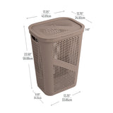 Mind Reader 60L Slim Laundry Hamper, Clothes Basket, Lid, Ventilated, Plastic, 17.25"L x 13.75"W x 23.5"H, 2-Pack
