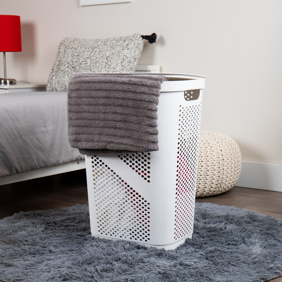 Mind Reader 60L Slim Laundry Hamper, Clothes Basket, Lid, Ventilated, Plastic, 17.25"L x 13.75"W x 23.5"H, 2-Pack