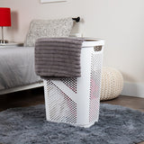 Mind Reader 60L Slim Laundry Hamper, Clothes Basket, Lid, Ventilated, Plastic, 17.25"L x 13.75"W x 23.5"H, 2-Pack