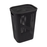 Mind Reader 60L Slim Laundry Hamper, Clothes Basket, Lid, Ventilated, Plastic, 17.25"L x 13.75"W x 23.5"H, 2-Pack