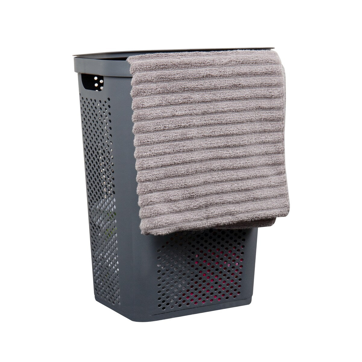 Mind Reader 60L Slim Laundry Hamper, Clothes Basket, Lid, Ventilated, Plastic, 17.25"L x 13.75"W x 23.5"H, 2-Pack