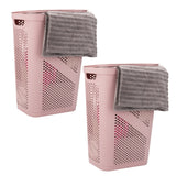 Mind Reader 60L Slim Laundry Hamper, Clothes Basket, Lid, Ventilated, Plastic, 17.25"L x 13.75"W x 23.5"H, 2-Pack