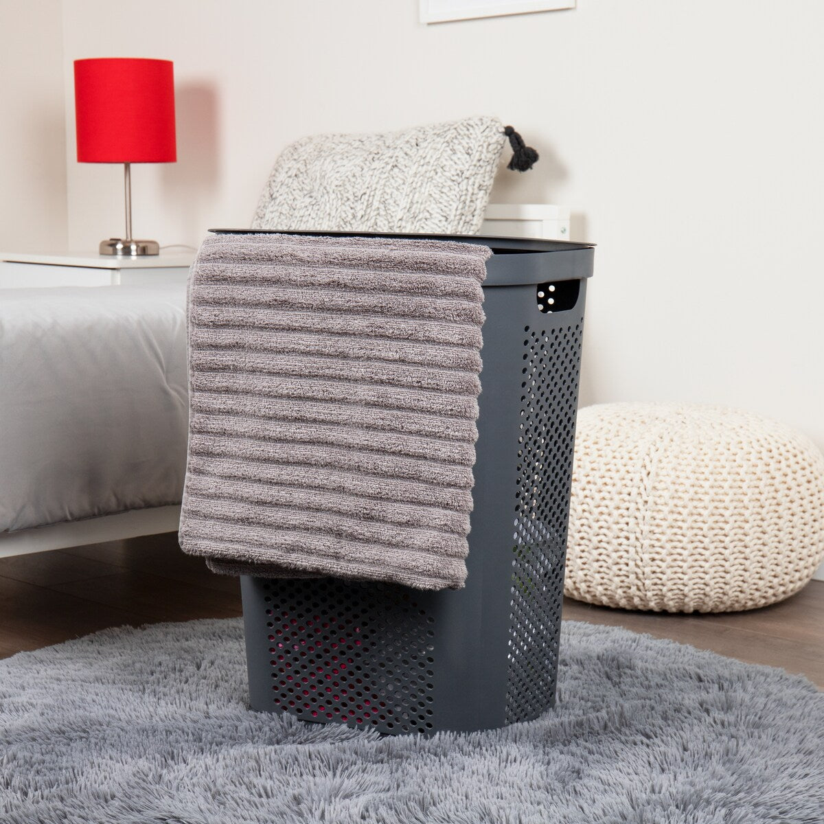Mind Reader 60L Slim Laundry Hamper, Clothes Basket, Lid, Ventilated, Plastic, 17.25"L x 13.75"W x 23.5"H, 2-Pack