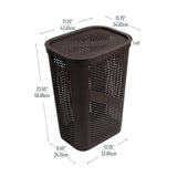 Mind Reader 60L Slim Laundry Hamper, Clothes Basket, Lid, Ventilated, Plastic, 17.25"L x 13.75"W x 23.5"H, 2-Pack
