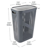 Mind Reader 60L Slim Laundry Hamper, Clothes Basket, Lid, Ventilated, Plastic, 17.25"L x 13.75"W x 23.5"H, 2-Pack