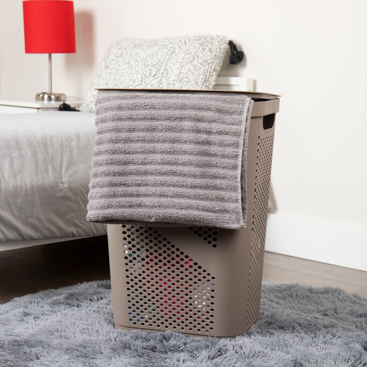 Mind Reader 60L Slim Laundry Hamper, Clothes Basket, Lid, Ventilated, Plastic, 17.25"L x 13.75"W x 23.5"H, 2-Pack