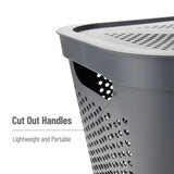 Mind Reader 60L Slim Laundry Hamper, Clothes Basket, Lid, Ventilated, Plastic, 17.25"L x 13.75"W x 23.5"H, 2-Pack