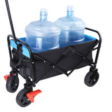 Mini Folding Wagon Garden Shopping Beach Cart (Black+Blue+Brake)