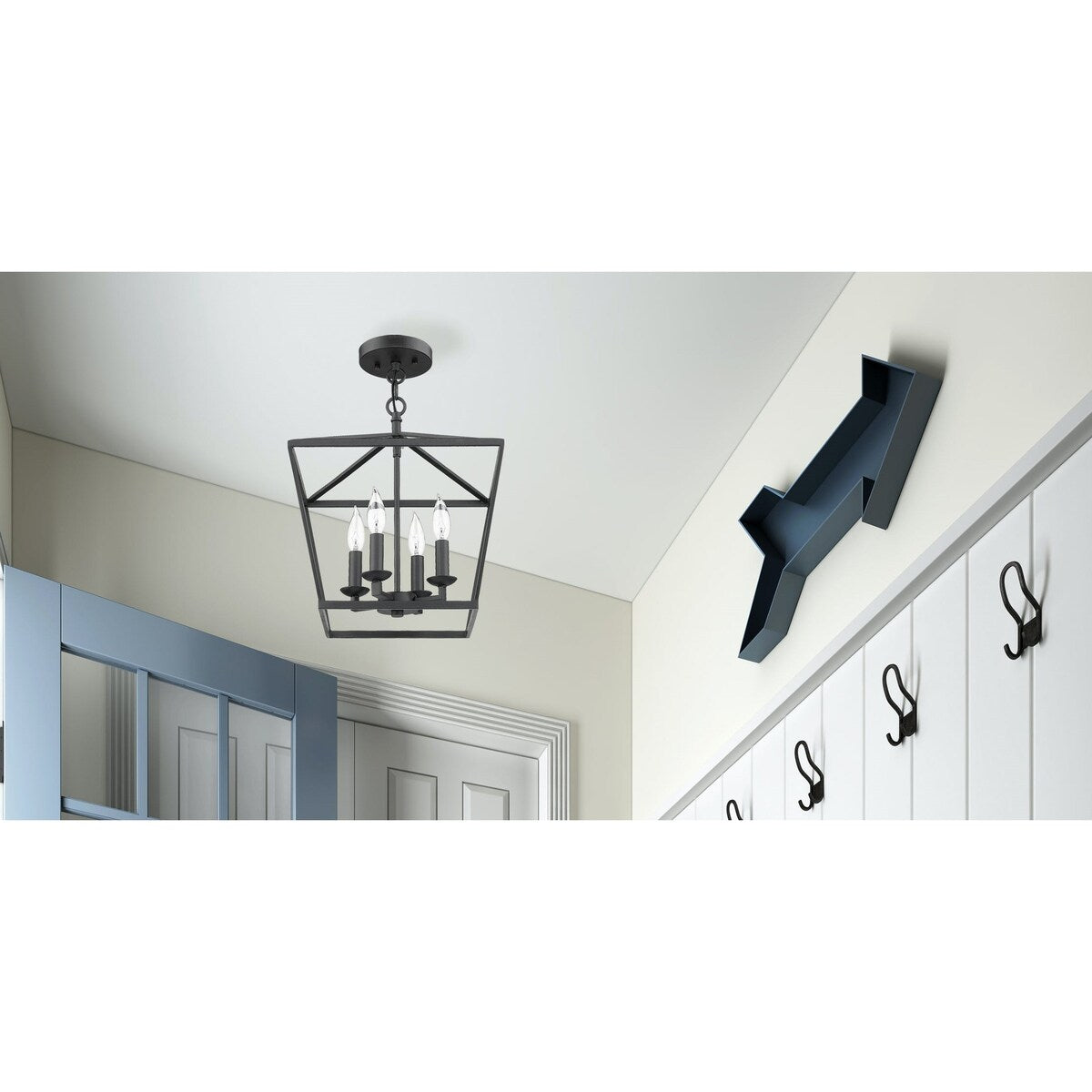 Mini Lantern Ceiling Light and Pendant in Black