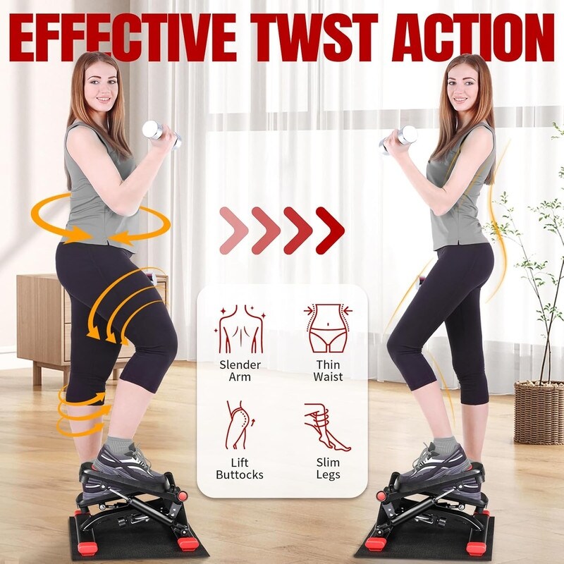 Mini Stepper Stair Stepper with Widened Foot Plate and Floor Mat