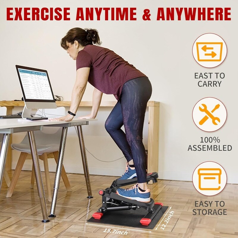Mini Stepper Stair Stepper with Widened Foot Plate and Floor Mat