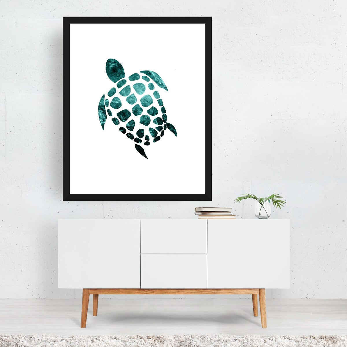 Minimal Sea Turtle 2 Drawing Animals Cute Modern Art Print/Poster