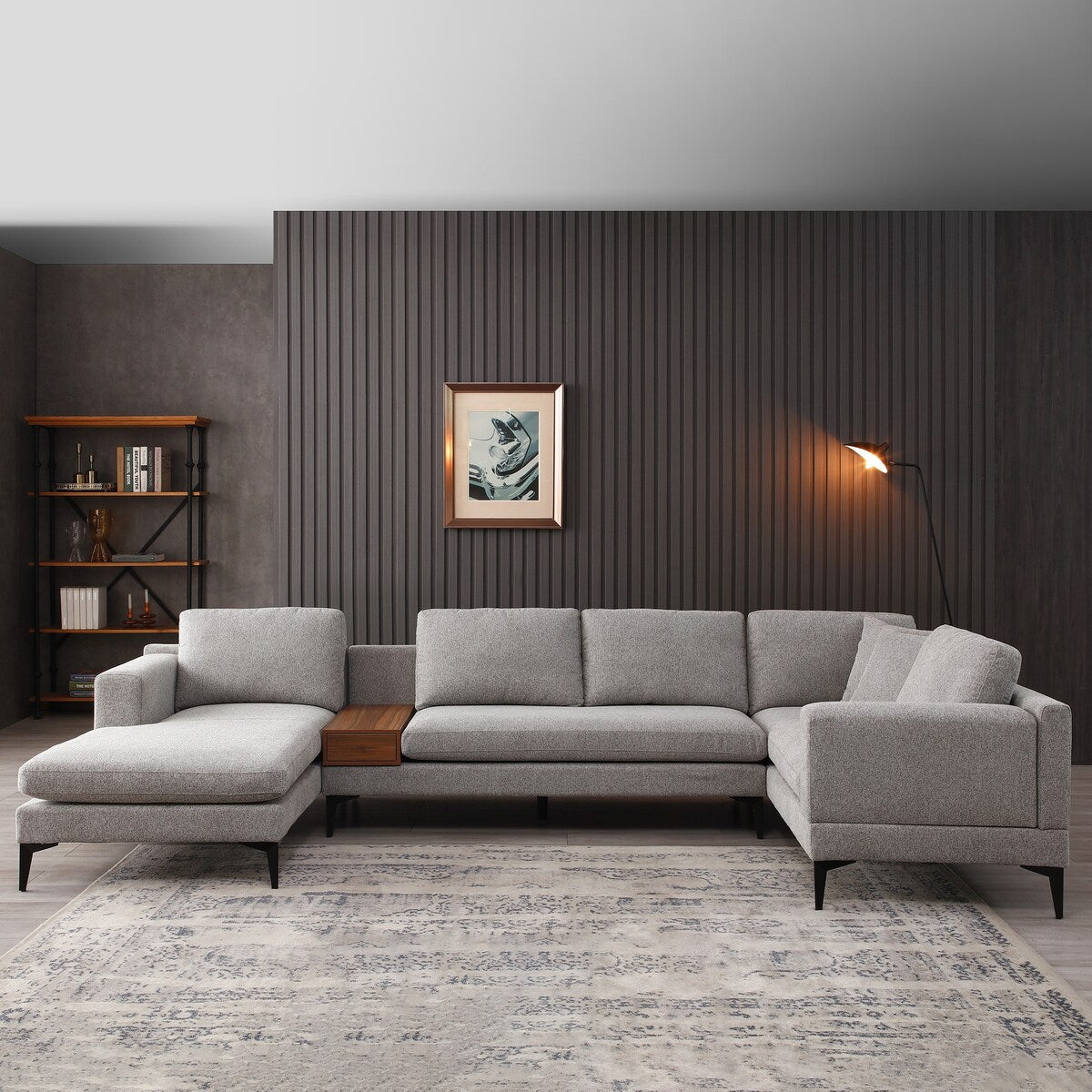 Minimalist 3-Piece U-Shape Sectional Multi-purpose Couch Sofa,5 Seat
