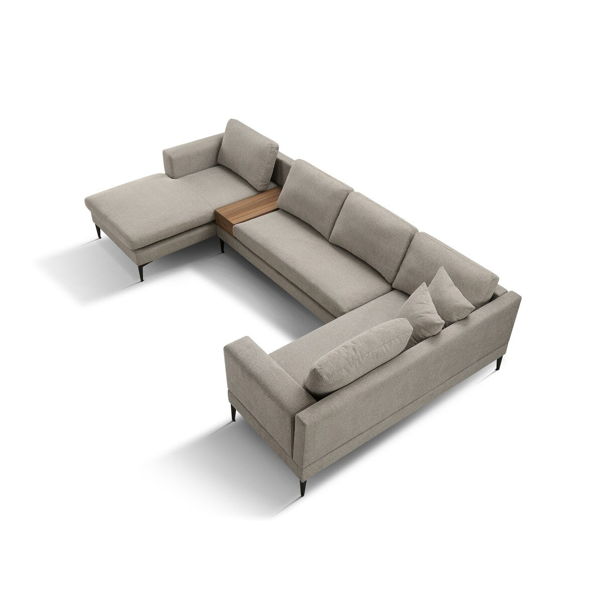 Minimalist 3-Piece U-Shape Sectional Multi-purpose Couch Sofa,5 Seat