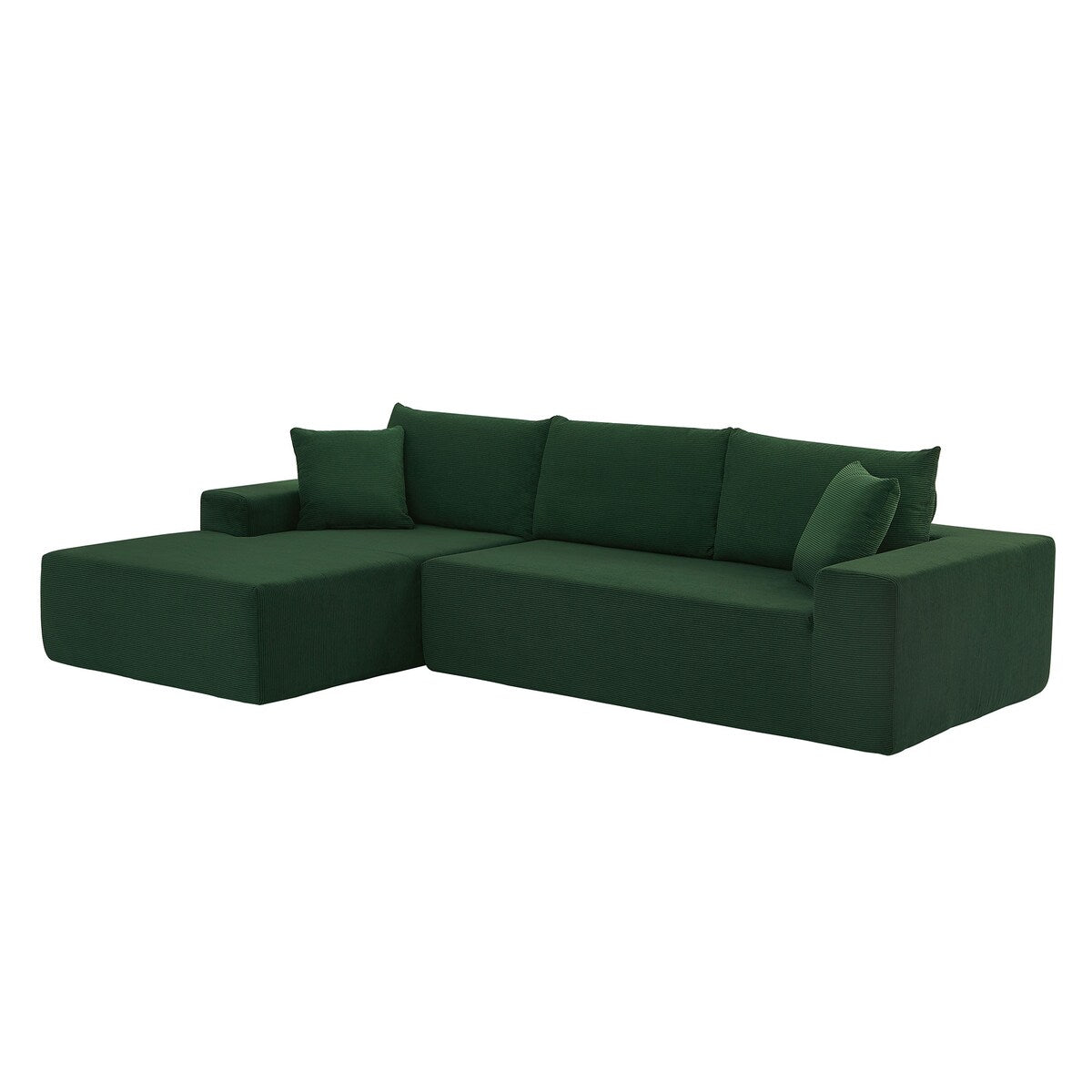 Minimalist Modern Modular Sectional Sofa Set Soft Fabric L-shape Sofa Couch, Green