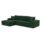 Minimalist Modern Modular Sectional Sofa Set Soft Fabric L-shape Sofa Couch, Green