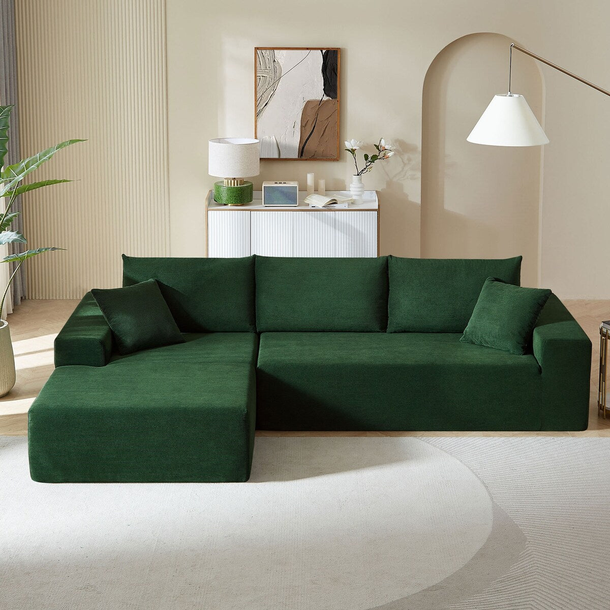Minimalist Modern Modular Sectional Sofa Set Soft Fabric L-shape Sofa