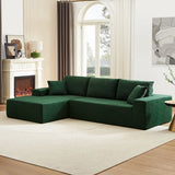 Minimalist Modern Modular Sectional Sofa Set Soft Fabric L-shape Sofa Couch, Green