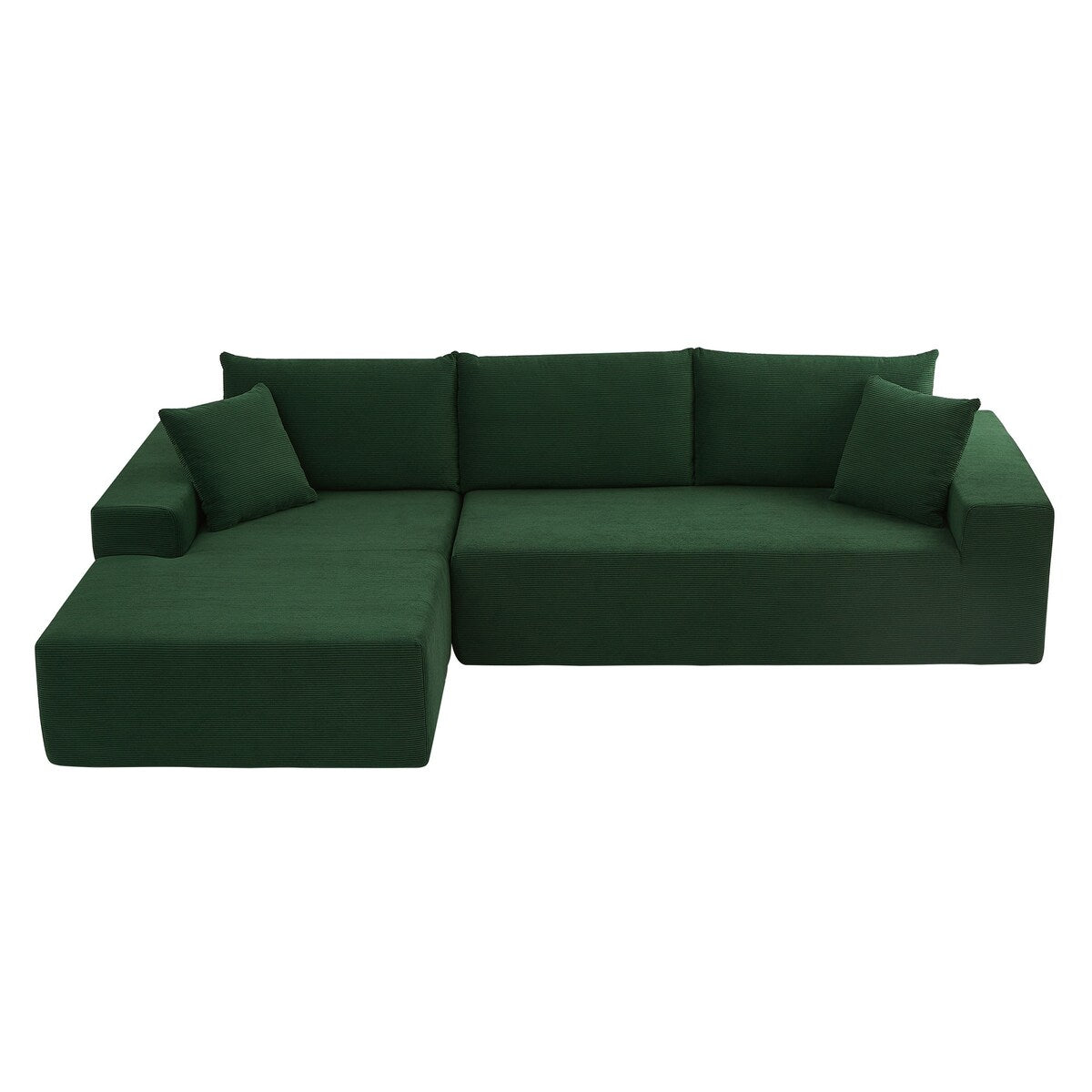 Minimalist Modern Modular Sectional Sofa Set Soft Fabric L-shape Sofa Couch, Green