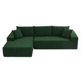 Minimalist Modern Modular Sectional Sofa Set Soft Fabric L-shape Sofa Couch, Green
