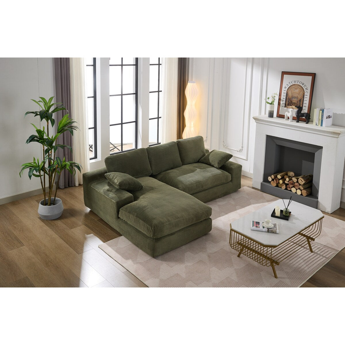 Minimalist Modular L-Shape Sectional Sofa Upholstered Sleeper Sofa with Chaise, Installation-Free Sofa