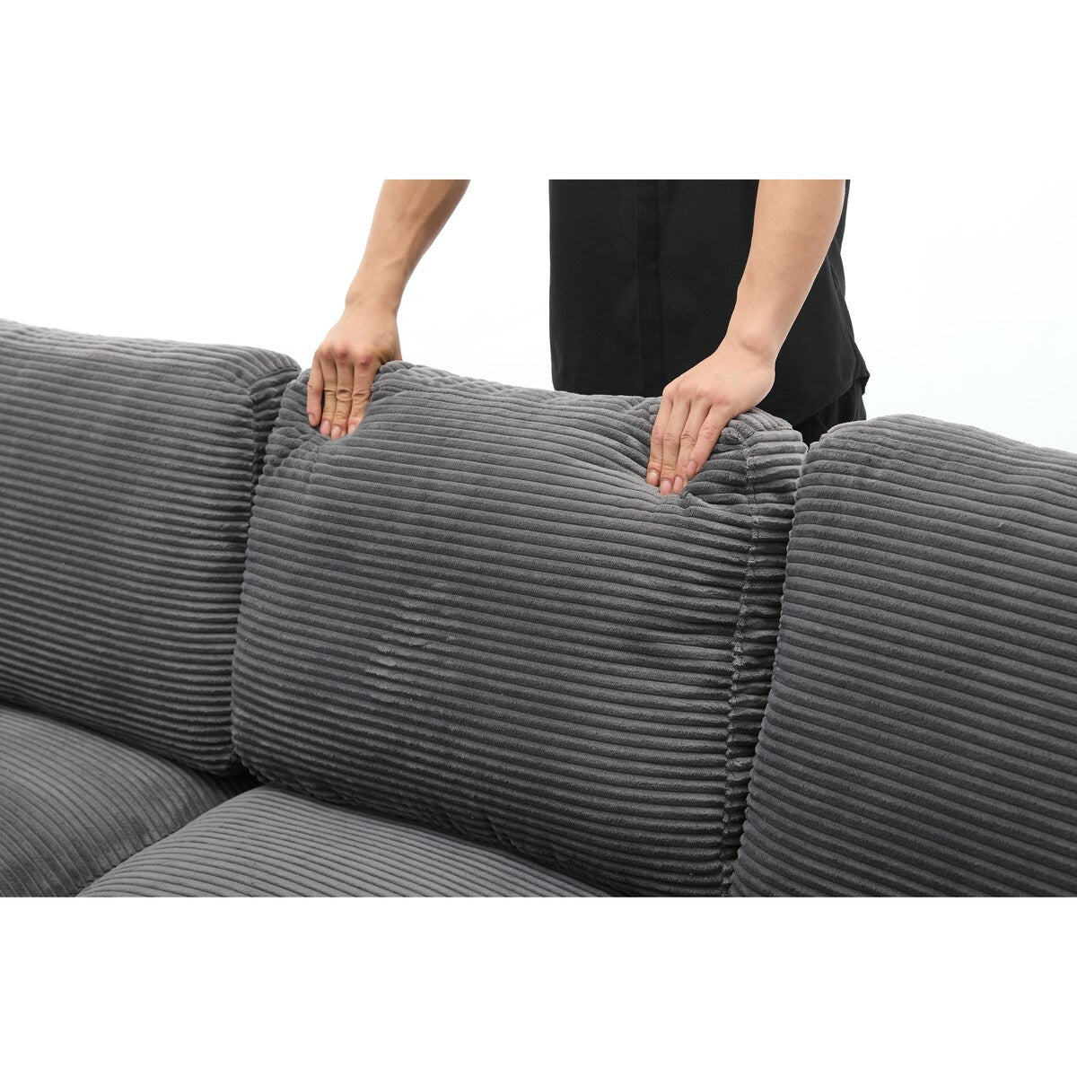 Minimalist Modular L-Shape Sectional Sofa Upholstered Sleeper Sofa with Chaise, Installation-Free Sofa